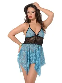 Sistina Fantazi Mavi Siyah Erotik Gecelik Sistina 663