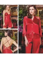 Jeremi 613 İpek Saten Dantelli 6lı Çeyiz Takım Bordo detay görünüm