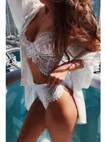 Merry See Beyaz Şık Dantel Sütyen Külot Takım Beyaz detay görünüm