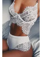 Merry See Beyaz Şık Dantel Sütyen Külot Takım Beyaz görsel 11