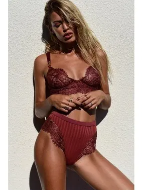 Merry See Merry See Bordo Şık Dantel Sütyen Külot Takım - Alternatif Görünüm