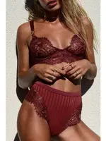 Merry See Bordo Şık Dantel Sütyen Külot Takım Bordo farklı açı