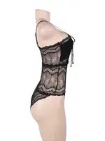 Merry See Dantel İşlemeli Siyah Şık Body Gecelik Siyah görsel 15