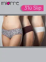 Miorre Bayan 3 Lü Rengarenk Penye Slip LEOPAR-KAHVE-EKRU görsel 7