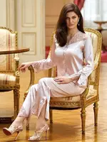 Nurteks 6692 6lı Gelin Çeyiz Saten Takım Pudra görsel 7