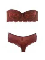 Pierre Cardin 4696 Soft Destekli Straplez Sütyen Takım Vişne