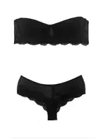 Pierre Cardin 4696 Soft Destekli Straplez Sütyen Takım Siyah detay görünüm