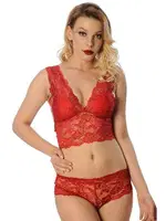 Dantelli Büstiyer Takım Sistina 6255 Kırmızı