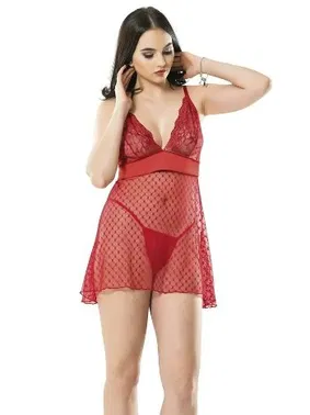 Sistina Sistina Kırmızı Fantazi Gecelik D-114