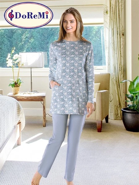 Cepli Uzun DoReMi Kadın Pijama Takımı