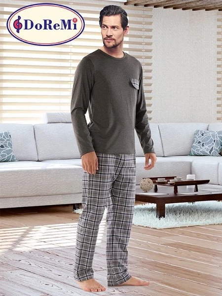 DoReMi Geniş Yaka Ekose Erkek Pijama Takımı