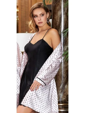 Jeremi 2'li Kısa Askılı Saten Gecelik Sabahlık Takım Jeremi 3098