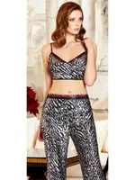 3'lü Saten Askılı Pijama Takım Jeremi 3031 Siyah detay görünüm