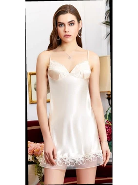 Jeremi 6'lı Saten Dantelli Gecelik Sabahlık Takımları Seti Jeremi 1055 - Alternatif Görünüm