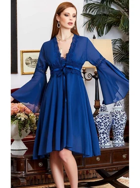 Jeremi 6'lı Saten Dantelli Gecelik Sabahlık Takımları Seti Jeremi 965