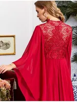 6'lı Saten Dantelli Gecelik Sabahlık Takımları Seti Jeremi 975 Bordo görsel 4