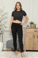 Akbeniz Düz Siyah Tayt 5855 Siyah