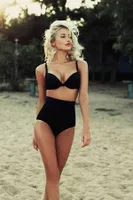 Angelsin Siyah Yüksek Bel Kaplı Bikini Siyah