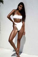 Angelsin Yüksek Bel Bikini Takım Beyaz Beyaz görsel 5