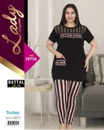 Battal Boy Büyük Beden Kısa Kol Pijama Takımı Lady 10756 Siyah