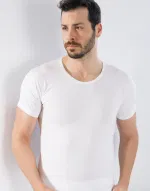 Bisiklet Yaka Erkek Fanila Lüx DRM 150 Beyaz