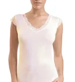 BlackSpade Kadın Dantelli Krem T-Shirt 1348 Krem