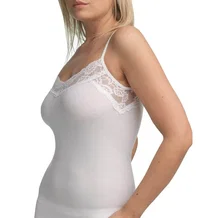 Black Spade BlackSpade Private Büyük Beden Dantelli İnce Askılı Beyaz Atlet 1984