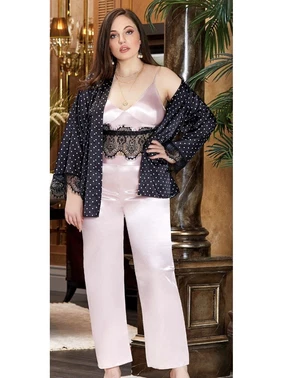 Jeremi Büyük Beden 3'Lü Saten Dantelli Askılı Pijama Takım Jeremi 3245