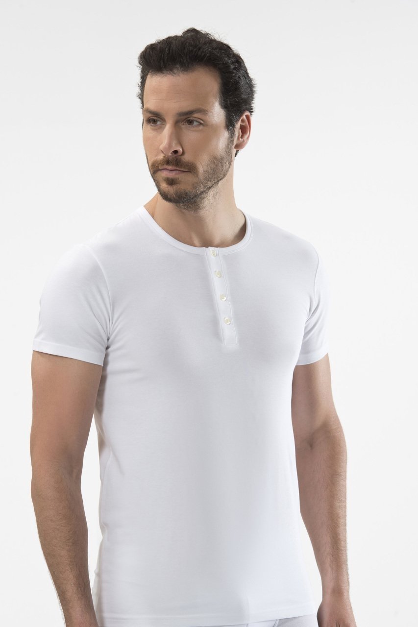 Cacharel - Düğmeli kısa kollu t-shirt 1308/BEYAZ