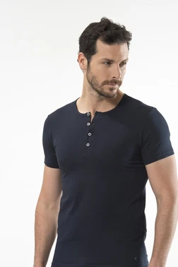 Cacharel Cacharel - Düğmeli kısa kollu t-shirt 1308/LACİVERT - Alternatif Görünüm