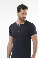 Cacharel - Düğmeli kısa kollu t-shirt 1308/LACİVERT Lacivert detay görünüm