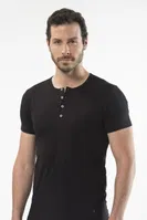 Cacharel - Düğmeli kısa kollu t-shirt 1308/SİYAH Siyah detay görünüm