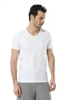 Cacharel Erkek Likralı V Yaka T-shirt 1332/BEYAZ Beyaz