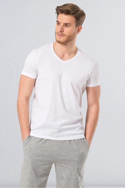 Cacharel Erkek T-Shirt (Slim Fit) 2170/BEYAZ