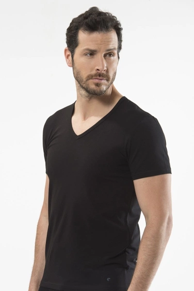 Cacharel - V yaka kısa kollu t-shirt 1306/SİYAH