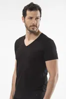 Cacharel - V yaka kısa kollu t-shirt 1306/SİYAH Siyah