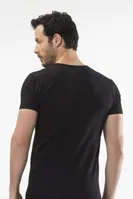 Cacharel - V yaka kısa kollu t-shirt 1306/SİYAH Siyah detay görünüm