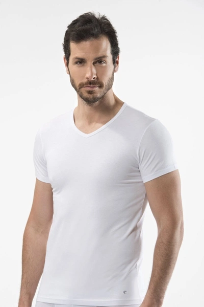 Cacharel - V yaka t-shirt 1402/BEYAZ