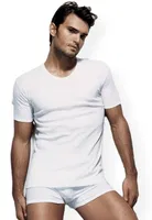 Çift Kaplan İnterlok Bisiklet Yaka T-Shirt 640 Beyaz