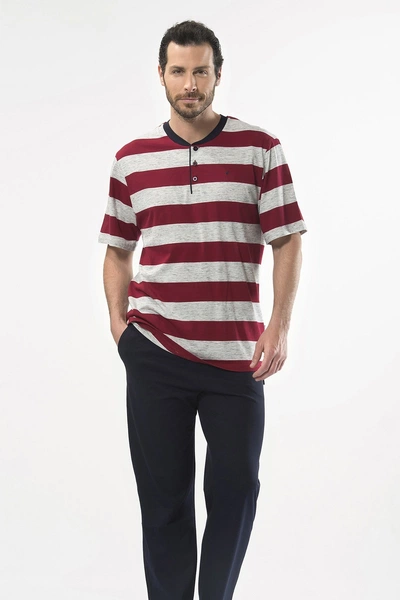 Çizgili Kısa Kol Patlı Üçlü Takım Cacharel 2128/BORDO