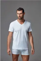 Compact V Yaka T-Shirt Dagi D5030 Beyaz
