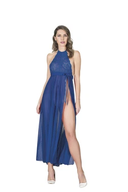 Sistina Dantelli Yırtmaç Detaylı Transparan Gecelik Sistina 058