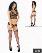 Elawin Fantazi File Dantelli Jartiyer Takım 5305 Siyah