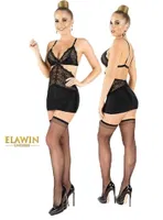 Elawin Fantazi Likralı Saten BabyDoll 5175 Siyah detay görünüm