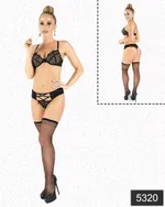Elawin Sakal Dantel Balenli Sütyen Takım 5320 Siyah