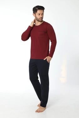 Öztaş Erkek Bisiklet Yaka Uzun Kollu Pijama Takım 12052-A Öztaş