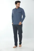 Erkek Uzun Kollu Pijama Takım 12002-A Öztaş İndigo