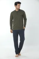 Erkek Uzun Kollu Pijama Takım 12003-A Öztaş Yeşil-Lacivert