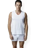 Eros ERS031 Erkek V Yaka 2 li Kolsuz T-Shirt Beyaz
