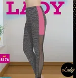 File Detaylı Gri Kırçıllı Tayt Lady 8176 Görsel